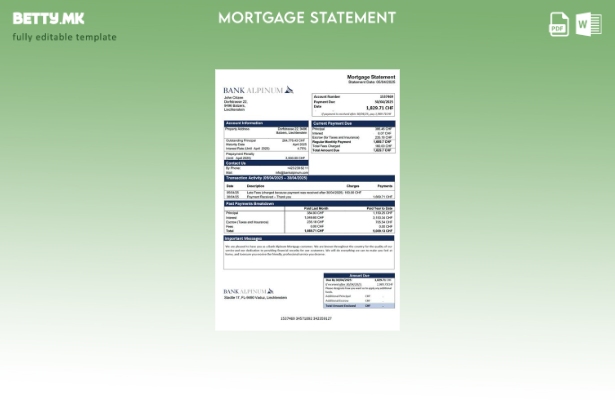 модерен стил Извештај за хипотека на Лихтенштајн банка Alpinum Шаблон за Word и 